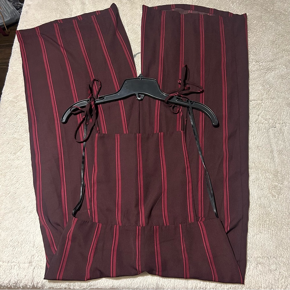 Striped Burgundy jumpsuit